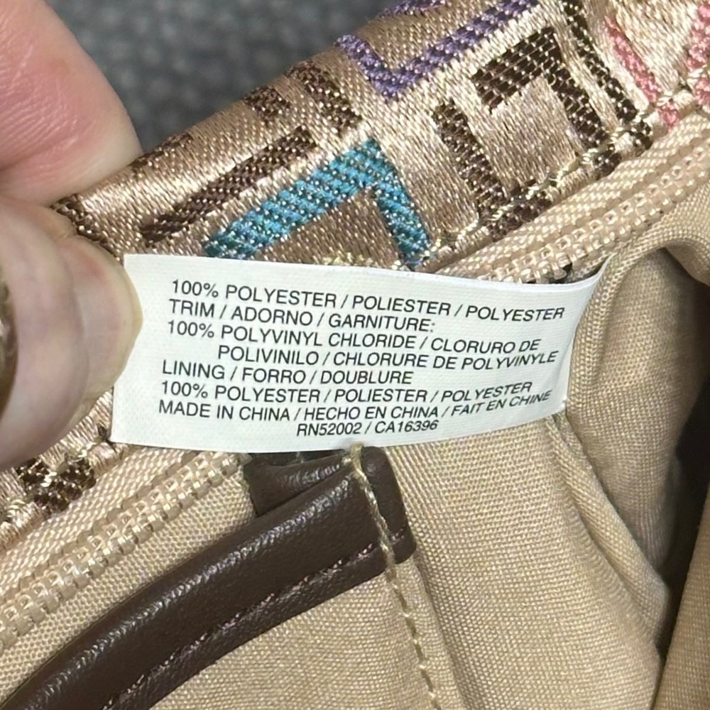 Liz Claiborne Y2K Monogram Jacquard Shoulder Bag Brown Multi Logo Baguette Purse - Picture 4 of 7